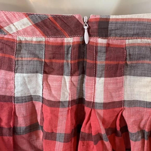 Talbots size 2 red brown cream plaid apple picking light skirt A line pleated - Picture 3 of 9